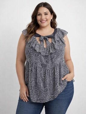 Banana Republic Black and White Ruffled Fluffy Blouse